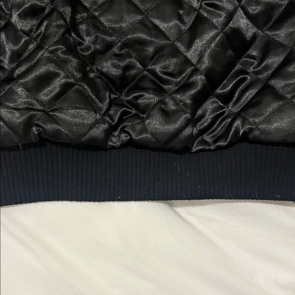 Quince Black 100% Leather Shearling Trim Aviator Jacket Bomber - Picture 10 of 12